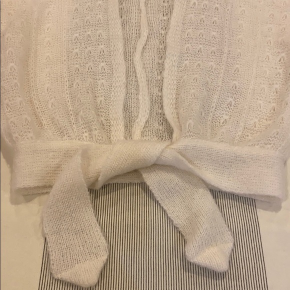 Vintage S-M White Ivory Wrap Crop Sweater Tie - Picture 3 of 13